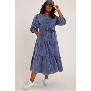 Pilcro and the Letterpress by Anthropologie Marta Tiered Corduroy Midi Dress